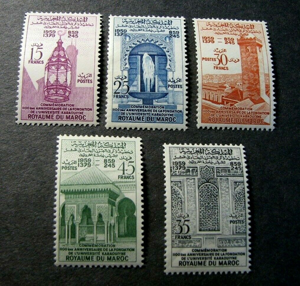 Morocco Stamp Scott#  39-43 1,100th Anniv. Of Karaoulyne Univ. 1960  Mnh L272