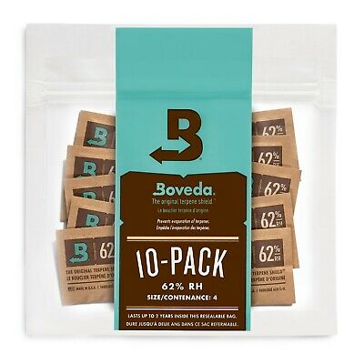 Boveda 62% RH 2-Way Humidity Control | Size 4 Protects Up to 1/2 Oz | 10-Count
