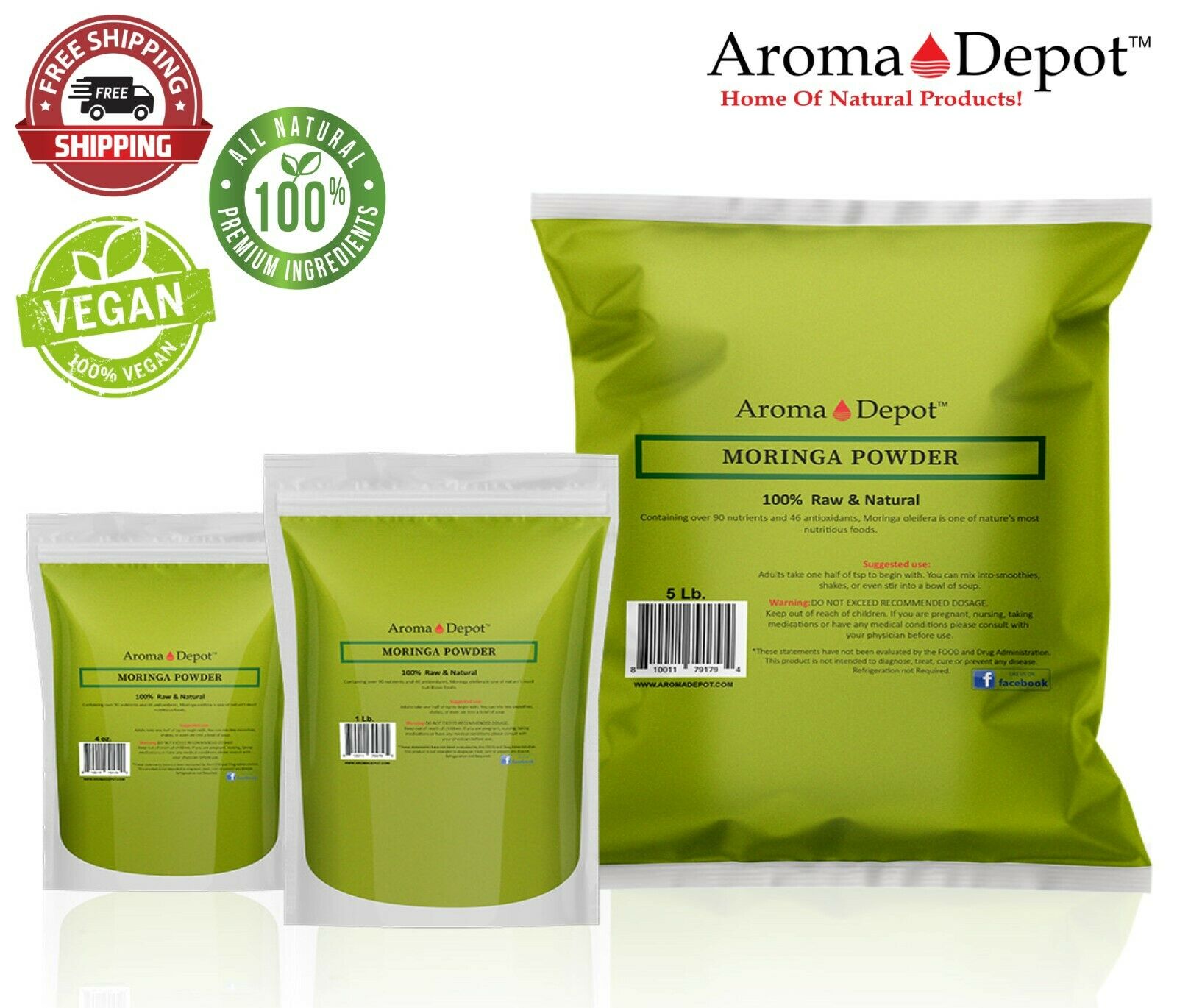 Moringa Ooeifera Leaf Powder 100% Pure Natural Superfood Gluten Free Lot