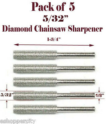 5 Pc 5/32" Diamond Chainsaw Sharpener Burr Stone Round File Fits 1453 Craftsman
