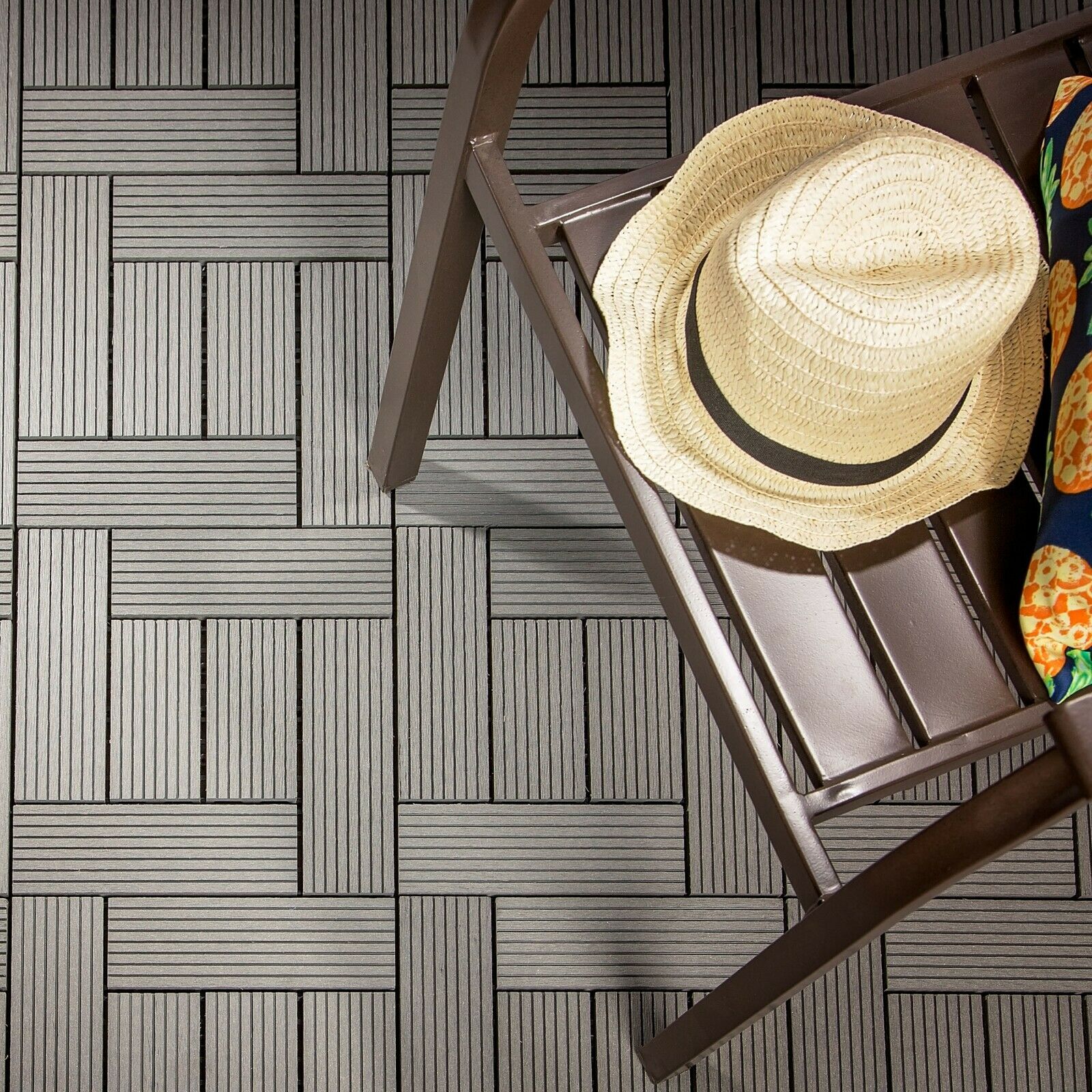 Flooringinc Helios Deck Tiles | Outdoor Patio Flooring | 6 Slat | 12"x12"