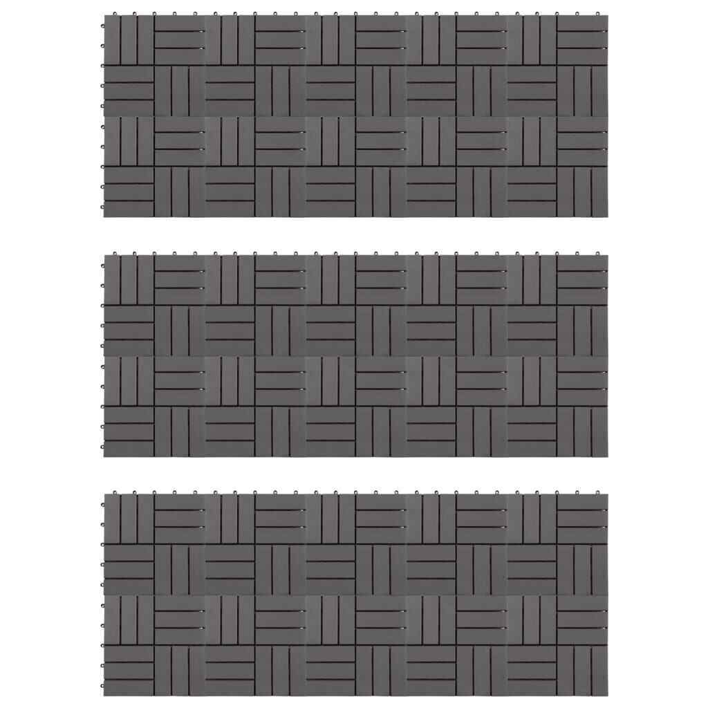 Vidaxl Decking Tiles 30 Pcs Gray Wash 11.8"x11.8"  Acacia Wood Practical