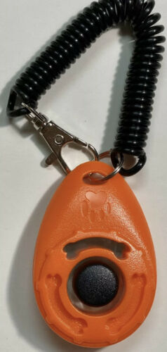 Dog Training Clicker Tool Puppy Behavior Barking Pet Wrist Bracelet Clasp Orange