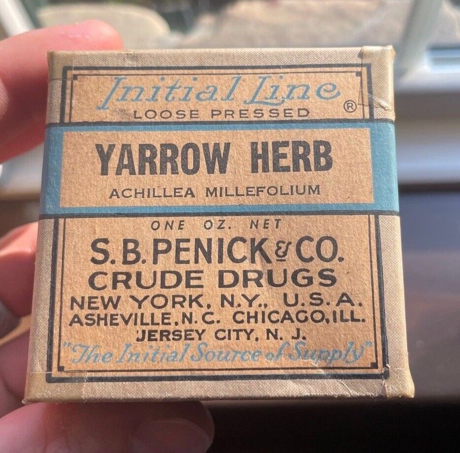 Penick Crude Drugs New York NY Yarrow Herb Box Medicine Cure Bottle