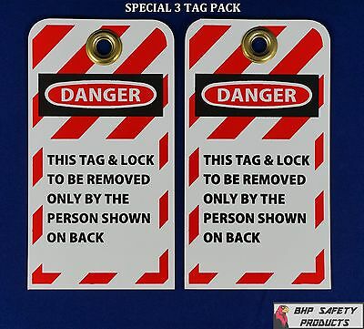 Lockout Tags (special 3 Pack) W/ 3/8" Brass Grommet Safety Lockout Tagout