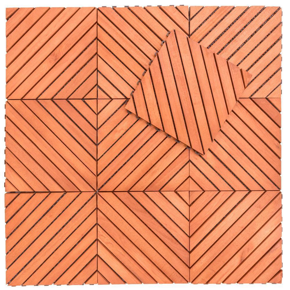 10Pcs 12-Diagonal Slat Interlocking Deck Tile Fast Snap-together Installation