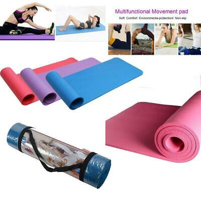 Yoga Mat Thick NBR Non-slip Pilates Workout Fitness Exercise Pad Gym w/ Strap