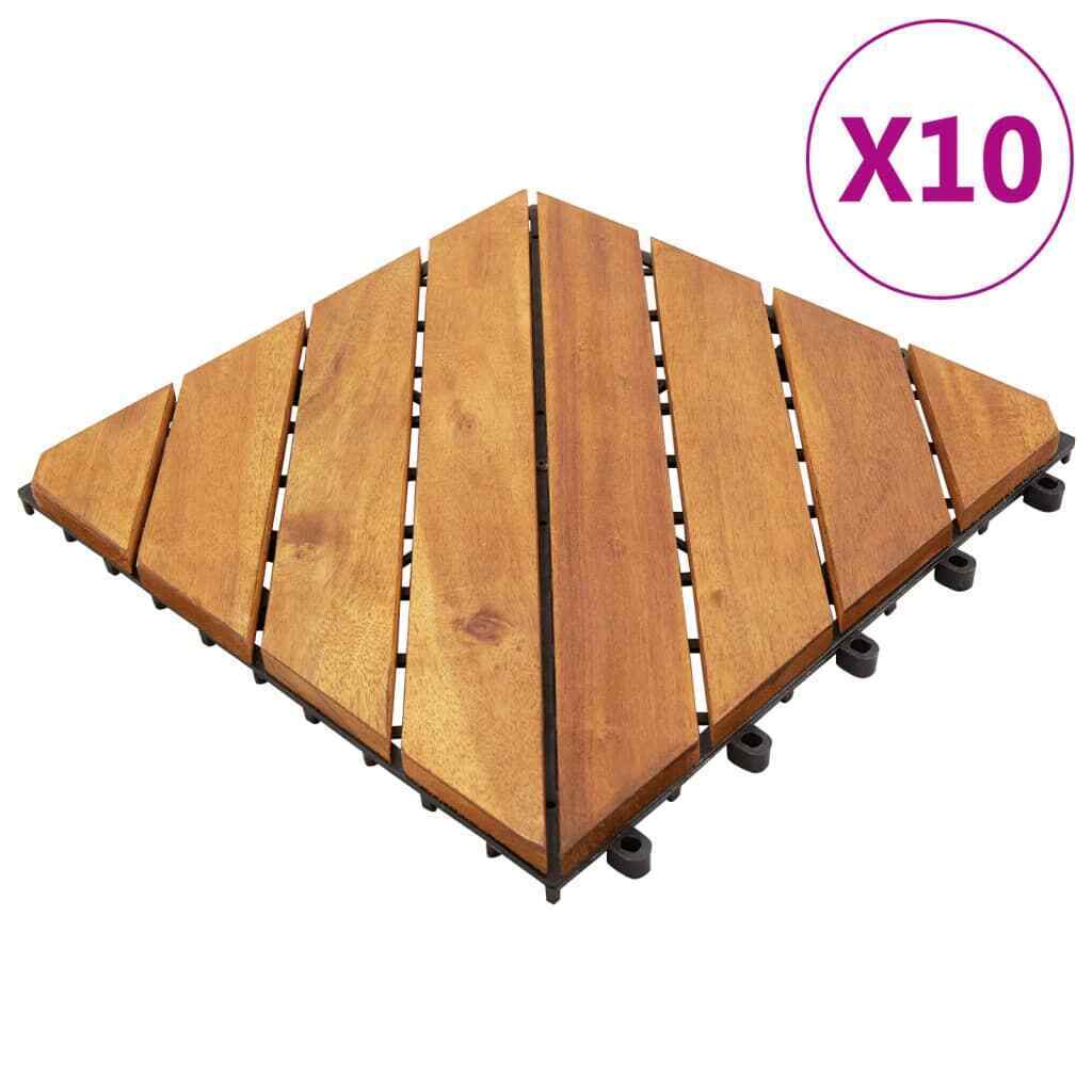 Vidaxl Decking Tiles 10 Pcs 11.8"x11.8"  Acacia Wood Practical
