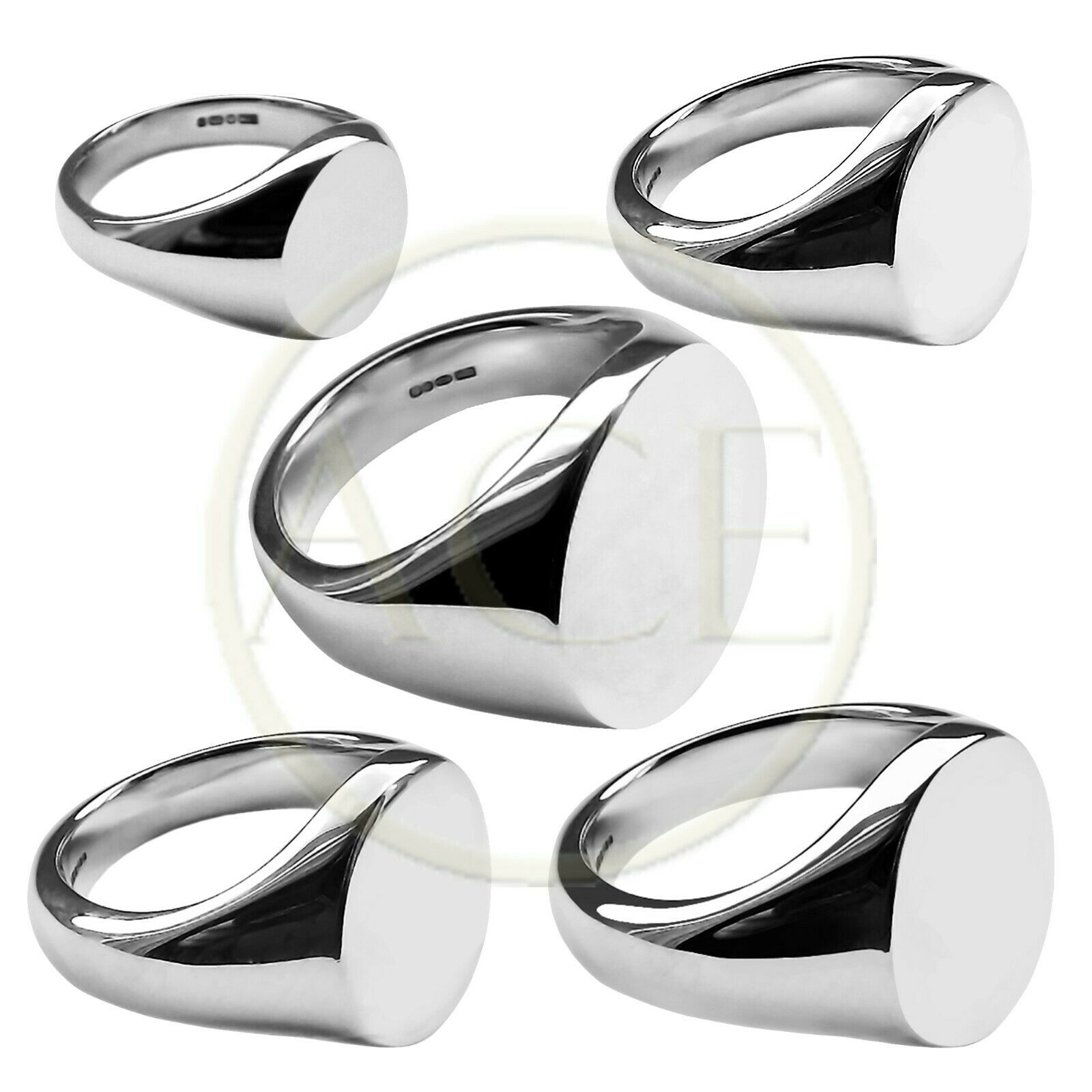 NEW 925 Solid Sterling Silver Oval Signet Rings UK Hallmarked Family Crest rings