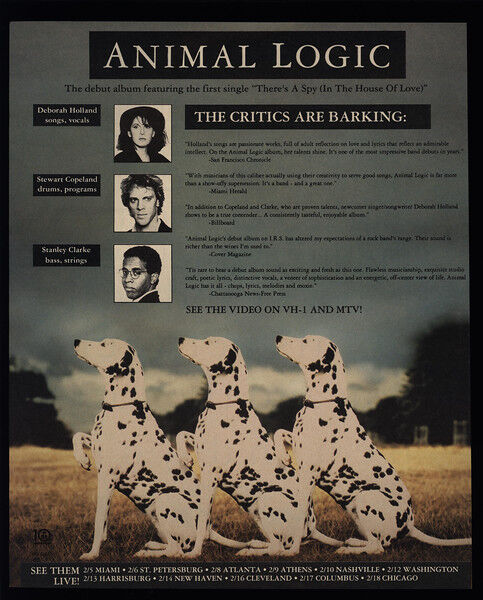 1990 ANIMAL LOGIC Concert Tour - STEWART COPELAND - Dalmatian Dogs - VINTAGE AD