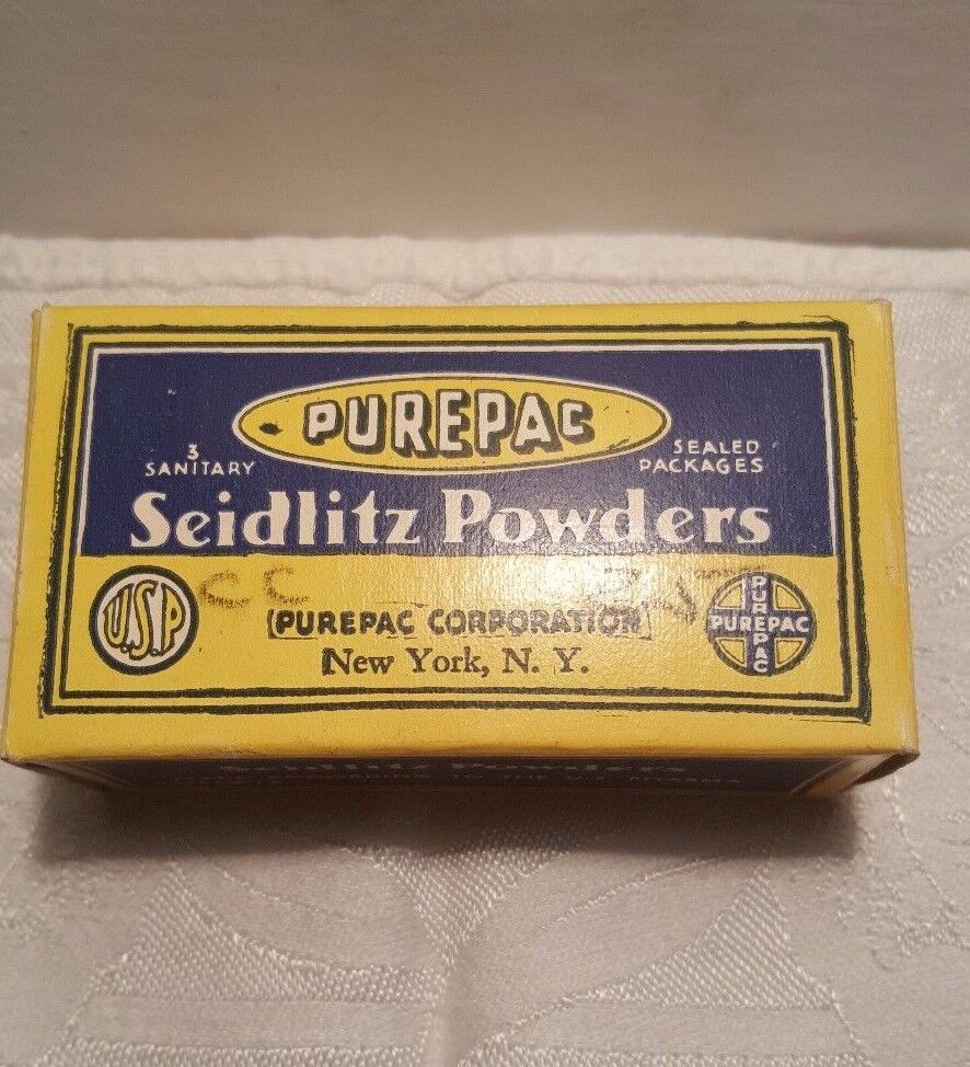 Vintage Purpac Seidlitz Powders Laxative Box & Contents