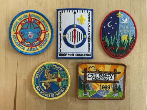 Boy Scout Patch Set Of 5, Atlanta Area Council, Show, Cub, Charlevoix, Cvc, West