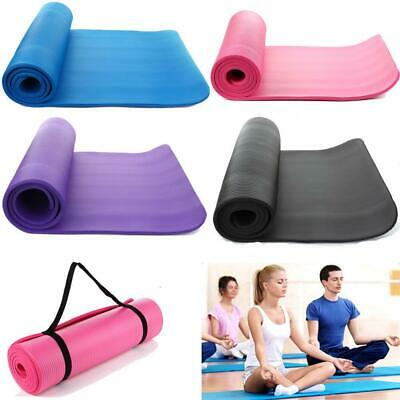 Extra Thick Non-slip 15mm Yoga Mat Pad Cushion Exercise Fitness Pilates W/ Strap