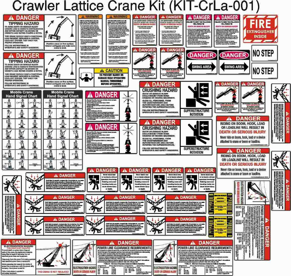 Crawler Lattice Crane Safety Sticker Kit