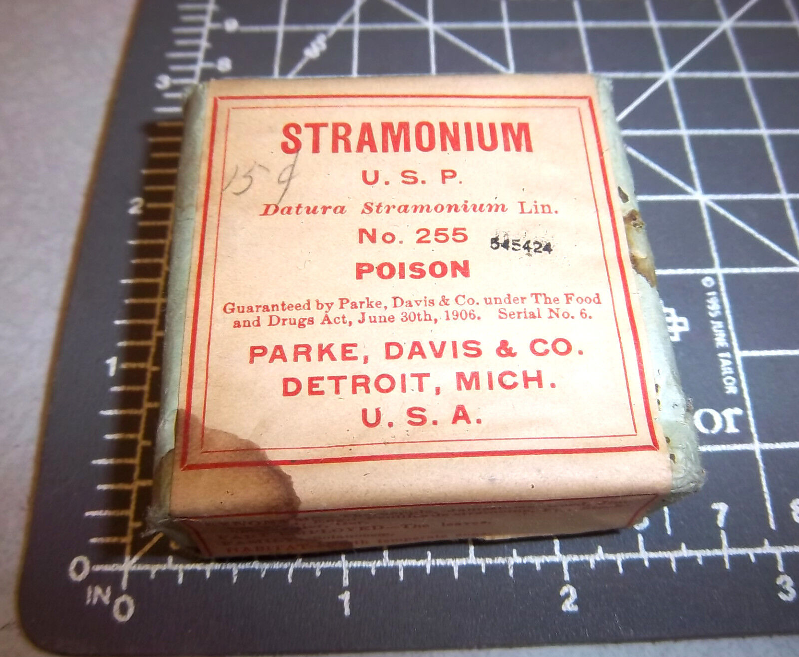 Vintage Parke, Davis & Co Stramonium (poison) 1900s Pharmacy New Box , Detroit