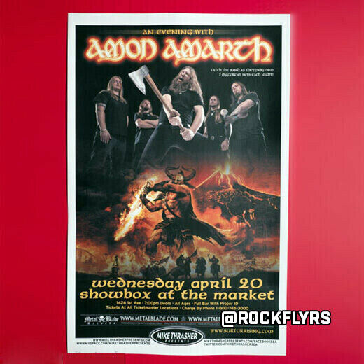 Amon Amarth 2011 Original 11x17 Concert Street Poster. Seattle Wa.