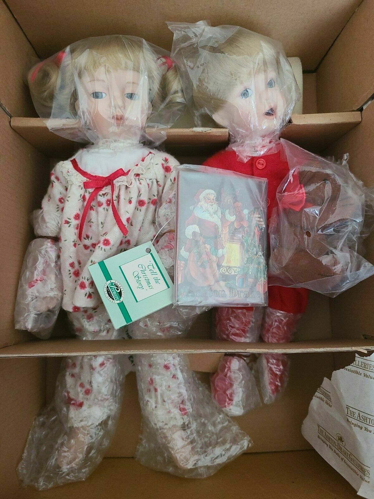 Ashton Drake / Pat Bomar Lot Of 2 Dolls "tell The Christmas Story" In Box W/coa