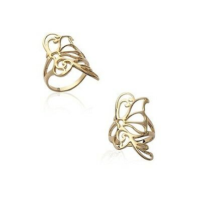 Woman Ring Butterfly Openwork Gold Plated New Size 62