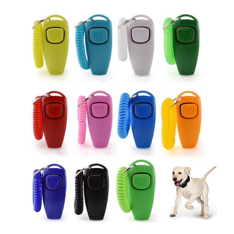 2 In 1 Pet Clicker Dog Training Whistle Answer Pet Trainer Guide With Key R~wh