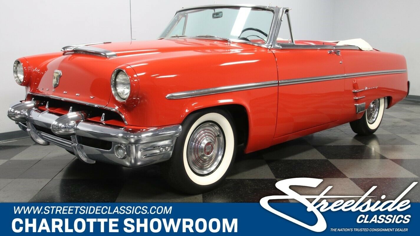 1953 Mercury Monterey Convertible classic vintage chrome rag drop top automatic red white vinyl interior